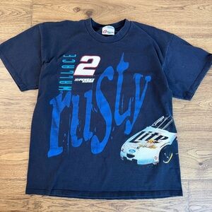 Vintage Rusty Wallace Racing Nascar T shirt Doublesided Miller lite Mens XL